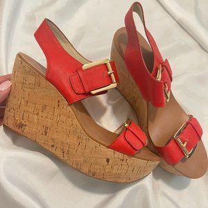 Michael Kors Orange-Red Wedge Heels